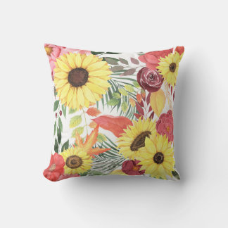 Beautiful Floral Pattern With Bright Autumn Cushion