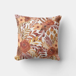 Beautiful Floral Pattern With Bright Autumn Cushion