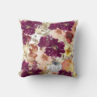 Beautiful Floral Pattern With Bright Autumn Cushion