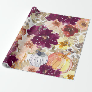 Beautiful Floral Pattern With Bright Autumn Wrapping Paper