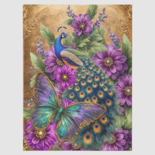 Beautiful Floral Peacock Decoupage Tissue Paper