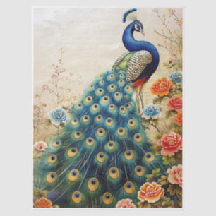 Beautiful Floral Peacock Decoupage Tissue Paper