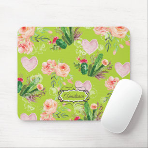 Beautiful Floral Personalised Cactus Mouse Mat