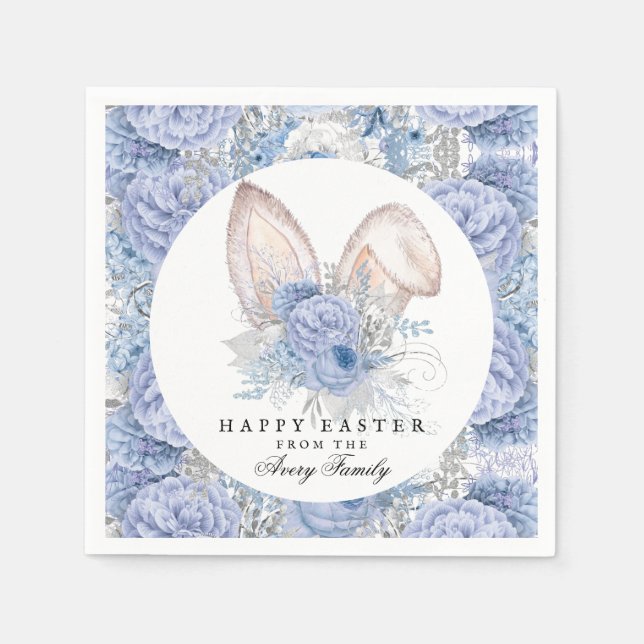 Beautiful Floral Personalised Watercolor Easter Napkin (Front)