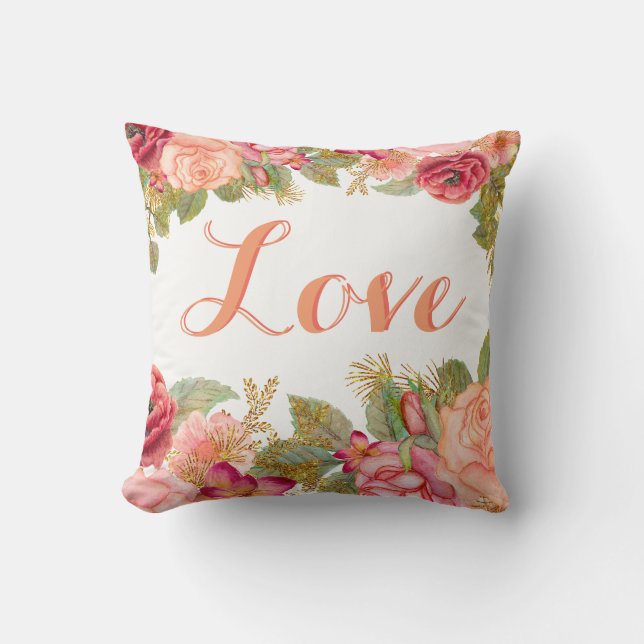 Beautiful Floral Pillow with Custom Text (Front)