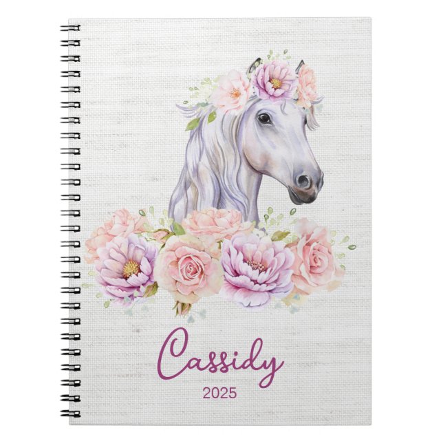Beautiful Floral Pony DIY Name Notebook (Front)
