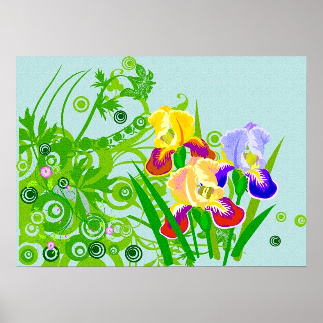 Beautiful Floral Poster or Print Iris Flowers (Front)