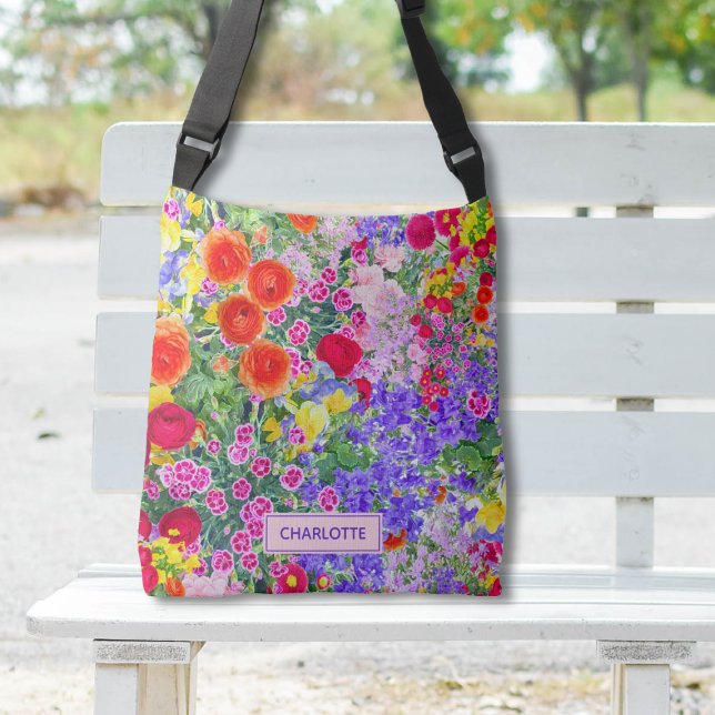 Beautiful floral pretty colourful bag with name (Creator Uploaded)