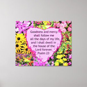 BEAUTIFUL FLORAL PSALM 23 DESIGN CANVAS PRINT