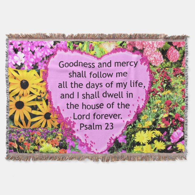 BEAUTIFUL FLORAL PSALM 23 DESIGN THROW BLANKET (Front)
