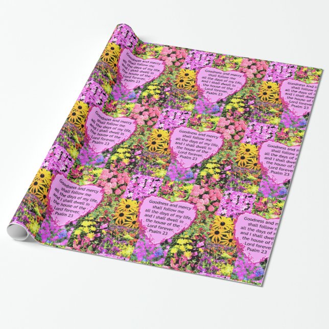 BEAUTIFUL FLORAL PSALM 23 DESIGN WRAPPING PAPER (Unrolled)