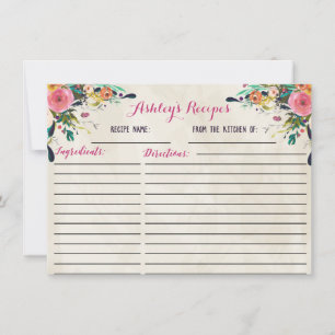 Beautiful Floral Recipe cards