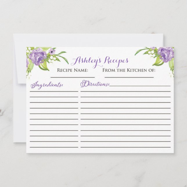 Beautiful Floral Recipe cards (Front)