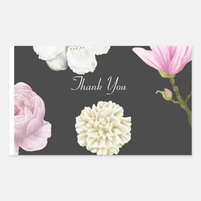 beautiful floral  rectangular sticker (Front)