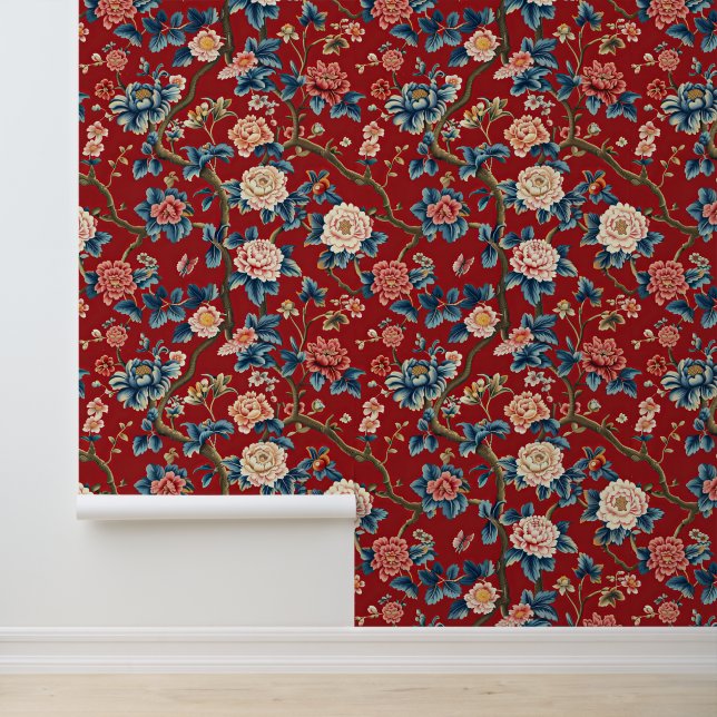 Beautiful Floral Red Elegant Wallpaper (Application)