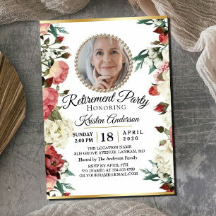 Beautiful Floral Retirement Party Invitation