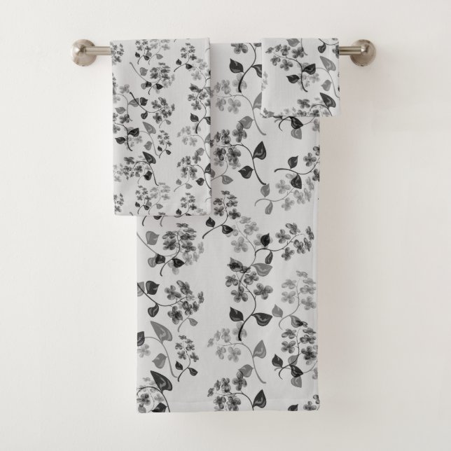 Beautiful floral seamless pattern forget-me-not bl bath towel set (Insitu)