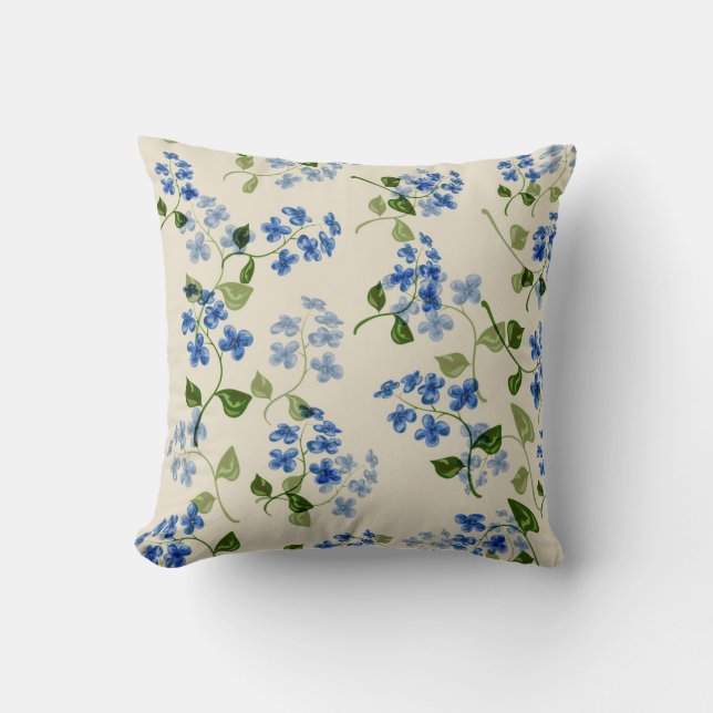 Beautiful floral seamless pattern forget-me-not bl cushion (Front)