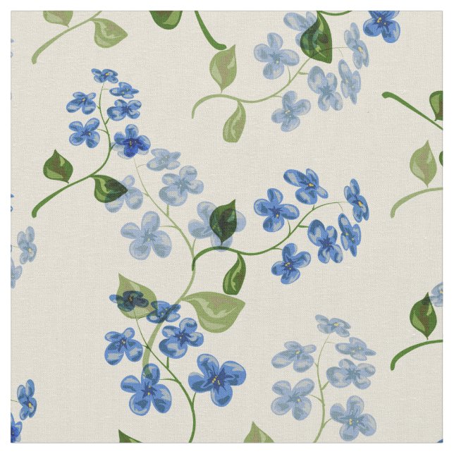Beautiful floral seamless pattern forget-me-not bl fabric (Close Up)
