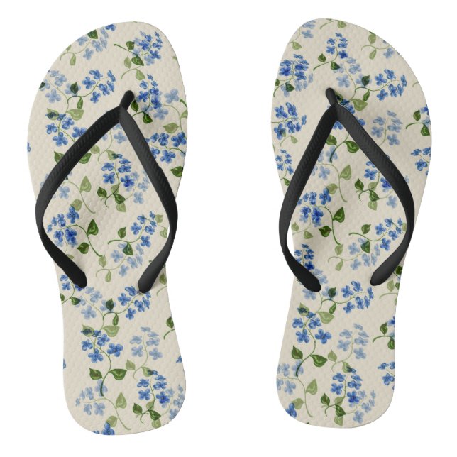 Beautiful floral seamless pattern forget-me-not bl flip flops (Footbed)
