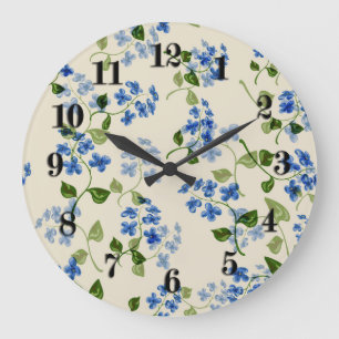 Beautiful floral seamless pattern forget-me-not bl large clock