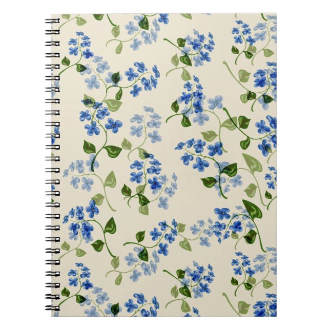 Beautiful floral seamless pattern forget-me-not bl notebook (Front)