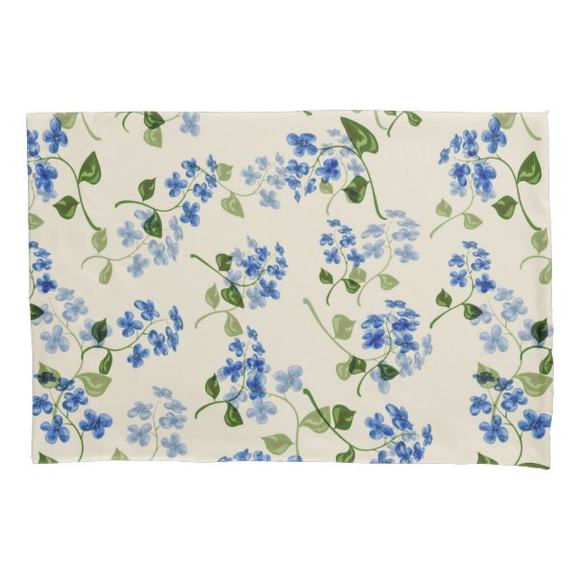 Beautiful floral seamless pattern forget-me-not bl pillowcase (Front)
