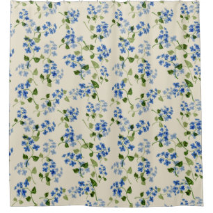 Beautiful floral seamless pattern forget-me-not bl shower curtain