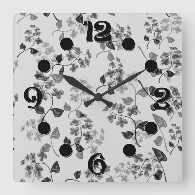 Beautiful floral seamless pattern forget-me-not bl square wall clock (Front)