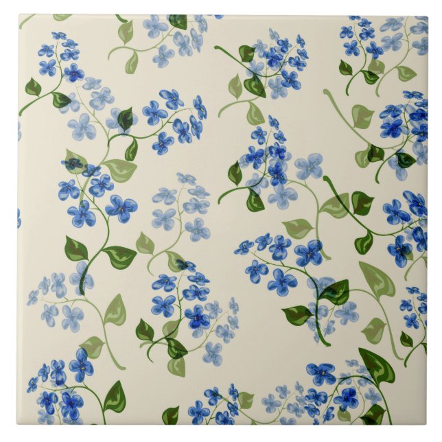 Beautiful floral seamless pattern forget-me-not bl tile (Front)