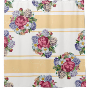Beautiful floral seamless pattern with hydrangea p shower curtain