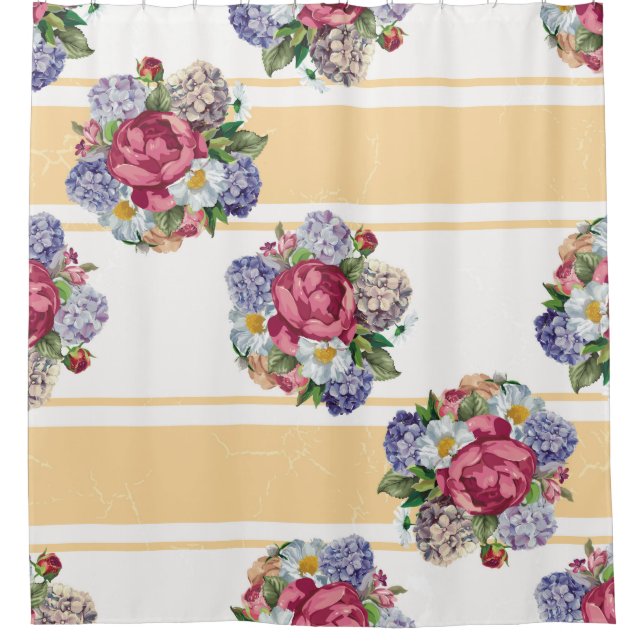 Beautiful floral seamless pattern with hydrangea p shower curtain (Front)