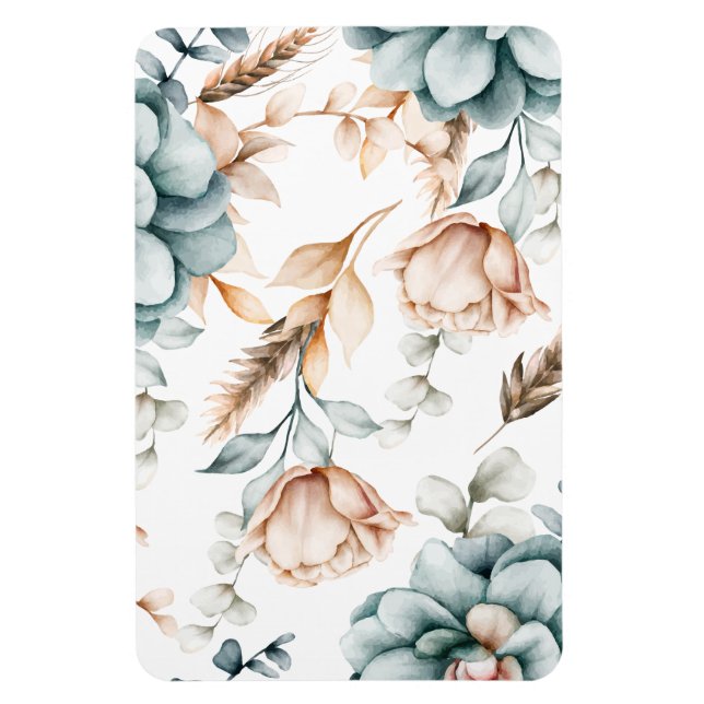 Beautiful floral seamless pattern with vintage  magnet (Vertical)
