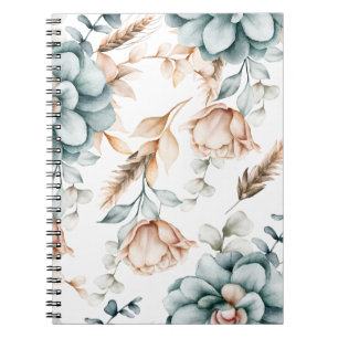Beautiful floral seamless pattern with vintage notebook