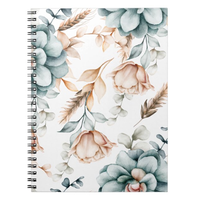 Beautiful floral seamless pattern with vintage  notebook (Front)