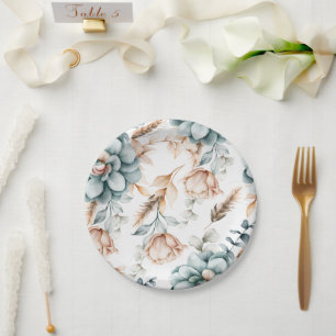 Beautiful floral seamless pattern with vintage  paper plate