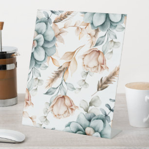 Beautiful floral seamless pattern with vintage pedestal sign