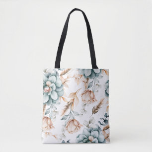 Beautiful floral seamless pattern with vintage tote bag