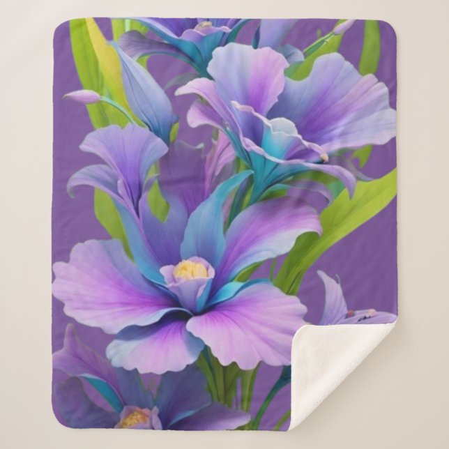 Beautiful floral Sherpa Blanket  (Front)