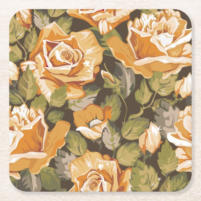 Beautiful Floral Sketch Coaster Set (Front)