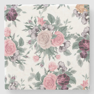 Beautiful Floral Sketch Stone Coaster
