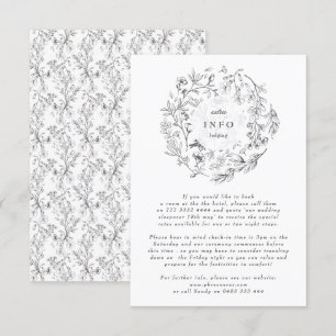 Beautiful Floral Sketched Wreath Wedding Enclosure Card