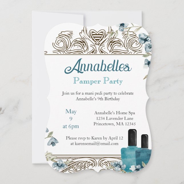 Beautiful Floral Spa Pamper Party  Invitation (Front)