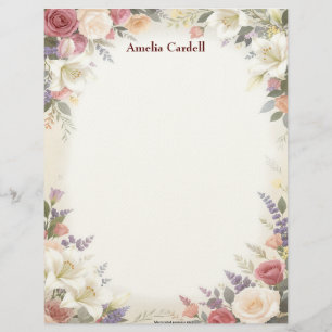 Beautiful Floral Sprays Stationery Paper Custom Letterhead