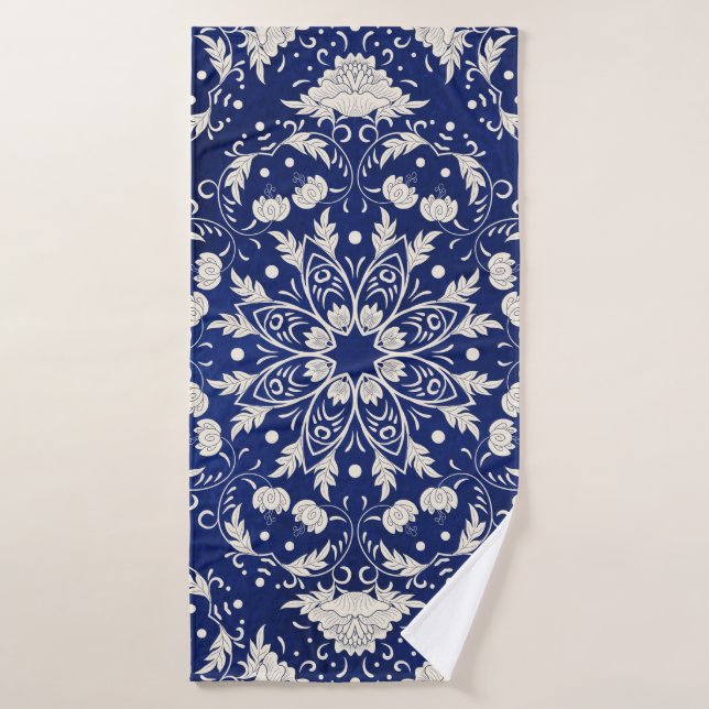 Beautiful floral square pattern bath towel (Bath Towel)