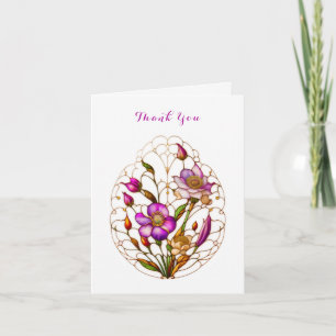 Beautiful Floral Stained Glass Window  Thank You Card