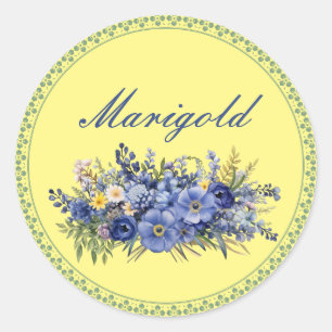Beautiful Floral Template, customisable, Classic Round Sticker
