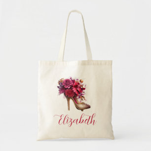 Beautiful Floral theme high heel shoe Tote Bag