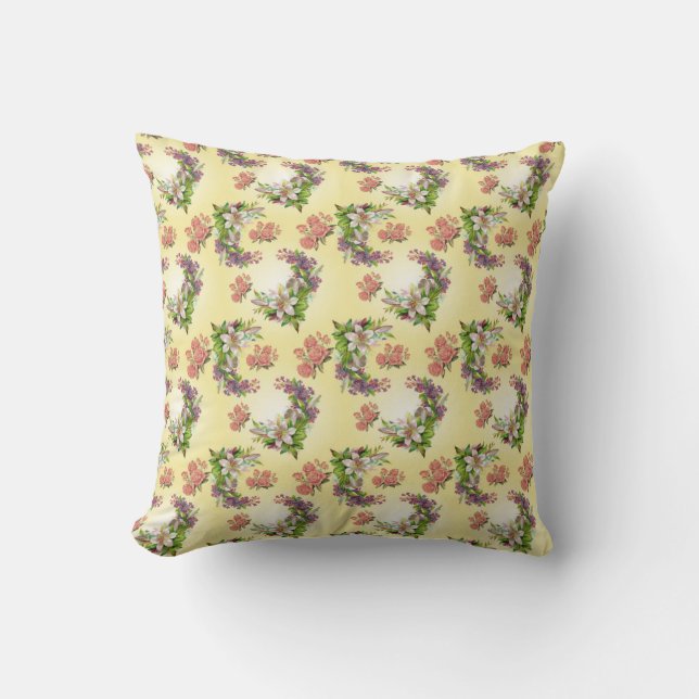 Beautiful Floral Throw Pillow (Front)
