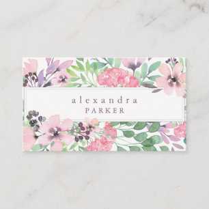 Beautiful Floral Trendy Watercolor Frame Business Card